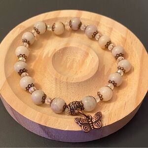 NEW Jade & Copper butterfly charm bracelet